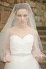 Hot łokcia Długość Biała Ivory Champagne Wedding Veil Cut Edge Dwie warstwowe welon ślubny Tulle