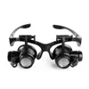 1x Glasses Type Magnifying Glass 10X 15X 20X 25X Eye Jewelry Watch Repair Magnifier Glasses With 2 LED Lights New Loupe Microscope