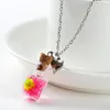 Bon A ++ bricolage fleur sèche dérive bouteille collier carré verre bouteille cristal pendentif ornements WFN287 (avec chaîne) mélanger l'ordre 20 pièces beaucoup