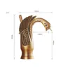 Antique Swan Faucet Full Copper Vintage Basin Faucet European Style Swan Water Tap Bathroom Sink Faucets Brass Finish Deck Mounted