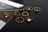 8 sztuk / zestaw Vintage Midi Rings Crown White Gem Bronze Mosiądz Knuckle Pierścień Etniczne Rzeźbione Boho Midi Palce Pierścienie do Menwomen Moda Biżuteria