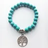 Partihandel Ny Natural Lava Stone Tree of Life Cross Turquoise Prayer Beaded Charms Armband Rock Men's Women's Fashion Diffuser smycken