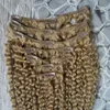 Brazilian virgin hair honey blonde Kinky Clip ins 100g 7pcs Brazilian Kinky Curly Clip In Human Hair Extensions1874216