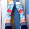 Wholesale-5 styles cute colorful cotton women striped plaid crew socks, girls harajuku casual funny cute kawaii Novelty Winter