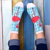 Partihandel-se-5 stilar Söt Färgrik Bomull Kvinnor Striped Plaid Crew Socks, Girls Harajuku Casual Rolig Gullig Kawaii Novelty Vinter