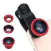 3 em 1 Universal Clipe Camera Mobile Phone lente olho de peixe + Macro + Grande Angular Para iPhone 7 Samsung Galaxy S8 HTC Huawei todos os telefones fisheye