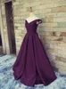 2023 Simple Dark Red Evening Dresses V Neck Off The Shoulder Ruched Satin Custom Made Backless Corset Prom Gowns Formal Dresses Real Image