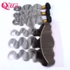 1B серая волна тела Ombre Brazilian Virgin Human Hairles 3 ПК с 13х4 ухом и ухой