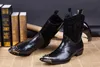 Ny 2018 Western Style Rock Man's Boots Black Hjälp Skor Stövlar Man Pekade Stål-Toed Leather Man's Knight Boots, 45/46