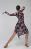 AdultGirls Vestido de Dança Latina Salsa Tango Chacha Ballroom Competição prática Vestido de Dança Leopardo Manga Longa Flor Impressa Long2972026