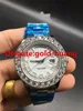 Luxe 43mm Gold Big Diamonds Mechanical Man Watch (rood, groen, wit, blauw, goud) Kies hoogwaardige automatische horloges van roestvrij staal (met doos)