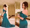 Elegant Off Shoulder Arabian Dubai Dark Green Formal Party Gowns Sexy Backless Mermaid Evening Dresses Ruched Prom Dress