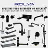 ROLYA Wholesale Solid Brass Construction Matte Black Dual Handles Wall Mounting Bathroom Faucet Basin Mixer Set