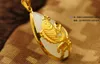 Gold inlaid jade white water type gold carp (talisman) necklace pendant (more) every year