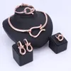 Afrikanische Schmuck-Sets für Damen, Roségold, modisch, Braut, Hochzeit, elegante romantische Hochzeit, Halskette, Ohrring, Armreif, Ring, Schmuck-Sets