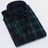 Men's Casual Shirts Wholesale- 2021 Spring Men's Slim-fit Button-down Check Patterned Comfort Soft Cotton Long Sleeve Brushed Flannel P