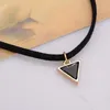 Hot selling New Triangle Choker Necklace With Black White Stone Leather Rope Indian Choker Collar Necklace Collier Bijoux EFN017V