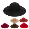 Jesienna zima szerokie czapki dla kobiet dziewczęta Dziewczyny Dziewczyny wełna vintage Feel Feldor Fedoras Solid Flooppy Cloche Cape Cap Hat179l