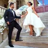 2017 Arabisch Weiß High Low Brautkleider Günstige Halter Reißverschluss Zurück Einfache Brautkleider Plus Größe Nach Maß China EN8056