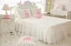 Set di biancheria da letto principessa coreana bianco 4 pezzi copriletto con volant in pizzo copripiumino fiore rosa regina gonna letto king size biancheria da letto in cotone casa3568546