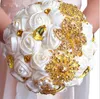 Broches dorées Bouquet De Mariage avec perles De cristal Bouquet De Mariage 2017 Flores De La Boda Ramos De Novia Bouquet De mariée