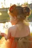 가을 2017 귀여운 오렌지 Tulle 공 가운 꽃 파는 소녀 홀터넥 목 뚱뚱한 치마 바닥 길이 컨트리 스타일 미인 꽃 파는 아가씨 드레스
