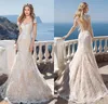 Elegant strand Bröllopsklänningar 2017 Appliques Lace Beaded Mermaid Bridal Gown Boho Marry Party Gown Vestido de Novia