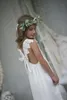 2017 New Arrival Boho Flower Girl Sukienki na Wesela Tanie V Neck Szyfonowa Koronka Formalna Plaża Suknia Ślubna Custom Made EF6192