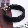 Black ParaCord Rope Outdoor Survival Bracelet Camping Steel Shackle Buckle Wholesale free shipping