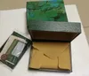 Factory sälja helt ny lyxklocka mens vaktlåda inre yttre kvinnans klockor lådor män armbandsur trä grön låda häfte kort