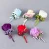 Wholesale- 1PCS Ivory Red Best Man corsage for Groom groomsman silk rose flower Wedding suit Boutonnieres accessories pin brooch decoration