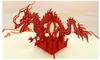 Cartoon Dragon Foldable Birthday Postcard 3D Pop UP Greeting Cards Handmade Paper Art Festive Party Supplies For Kids Children