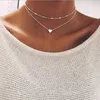 Love Heart Necklace Silver Gold Chains Multilayer Chokers Halsband Pendant Kvinnor Halsband Fashion Jewelry Will och Sandy Gift