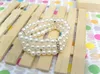 jewelry Wedding bracelet four rows elastic CRYSTAL MILK WHITE pearl bracelet 5PCS