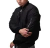 Mode Style Mens Black Bomber Jacka Hi-Street Flight Jacket Slim Fit Hip Hop Varsity Letterman Jacka för Man