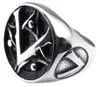 New Black Enamel 316L Stainless Steel Casting Round Freemasonry Freemasons Organization Symbol Rings SZ#8-15,Free and Accepted Masons