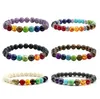 2017 Nuovo 7 Chakra Braccialetto Uomo Nero Lava Healing Balance Beads Reiki Buddha Preghiera Pietra Naturale Yoga Braccialetto Per Le Donne