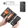 Caseme Magnetic Leather Wallet Fodral Split Zipper Bag Multi Slot Case för iPhone 12 11 Pro XS Max XR 8 7 6 Plus Samsung S21 S20 Ultra Not20
