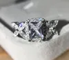 Anello di moda Vecalon Princess Cut 2ct Diamond Cz 925 Gioielli in argento Sterling Engano da sposa Anello per Women304O