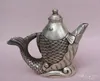 Antique bronze silver teapot ornaments fish pot kettle Cupronickel decorative gift antique collection May there be surpluses every year.