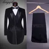 Wholesale- Black white men's tuxedo stage performance costume suit wedding married camera suit male four-piece suit