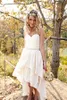 Country High Low Wedding Dresses Sweetheart Ruched Sleeveless Layers Tiered Skirt Short Beach Wedding Dress Hi Lo Bridal Gowns Sash