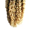 Ombre Mänskligt Hår Kinky Curly Micro Loop Human Hair Extensions 1g 1B / 613 Blonda Hårförlängningar 100g