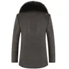 Wholesale-無料輸送ウールコート男性の毛皮襟厚いウールのジャケットイングランドスタイルの冬のロングウールのジャケット5色150YW