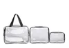 3 pièces ensemble sac de lavage voyage essentiel Transparent étanche toilette lavage fournitures de bain sac de rangement maquillage sacs à cosmétiques pochette en PVC