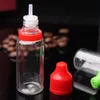 Kleurrijke tamper duidelijke afdichting en kindbestendig lege fles 15 ml e vloeibare plastic druppelaar flessen met lange dunne tips voor ejuice etherische olie