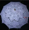 48cm White Long handle Handmade Art wedding Scallop Edge Embroidery Pure Cotton Lace Wedding Umbrella Parasol Romantic Bridal P3918878