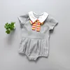 Cotton&Jute INS babies grey rompers baby girl lace jumpsuit kids one-piece jumper summer toddler clothes child infant cute clothing