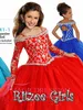 2020 Ritzee Dziewczyna Korant Suknie Zroszony Ruffles Tulle Suknia Płaska Długość Royal Blue Flower Girl Dresses Quinceanera Dress