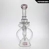 SAML 21.5CM Tall Glas Bong Hookahs Double Recycler Högkvalitativ oljeplattform DAB Riggar Vattenrör Kvinnlig fogstorlek 14.4mm PG5110